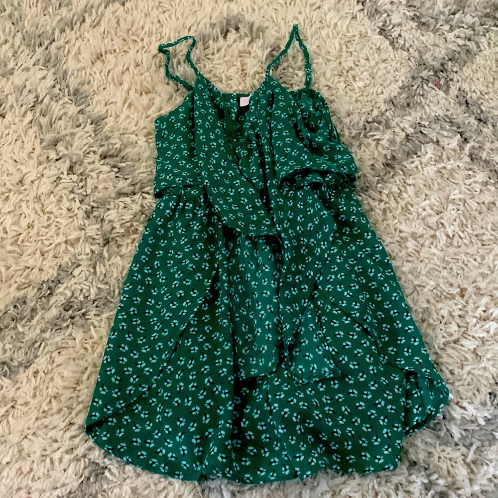 Green flowered romper.
